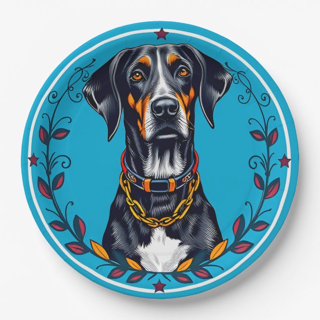 Prato De Papel Cão em um Desenho Floral Circular (Frente)