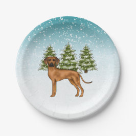 Prato De Papel Cão Ridgeback Rodesiano Leão Floresta de Inverno N