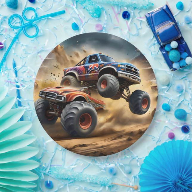 Prato De Papel Caos nas Rodas: Monster Truck Smash Derby, (Festa)