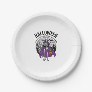 Prato De Papel Capa engraçada de Halloween de esqueleto citação d