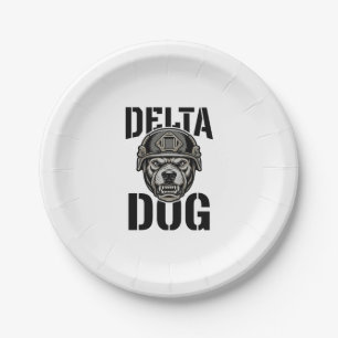 Prato De Papel Capacete Bulldog Delta Dog Design de Gravura Vinta