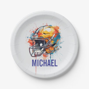 Prato De Papel Capacete de Futebol Motivacional Inspirador Nome