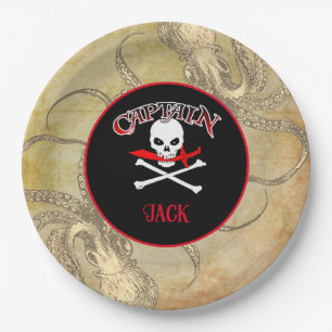 Prato De Papel Capitão Pirata Personalizado