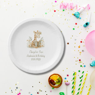 Prato De Papel Capítulo Um Girafa com primeiro aniversario de Liv