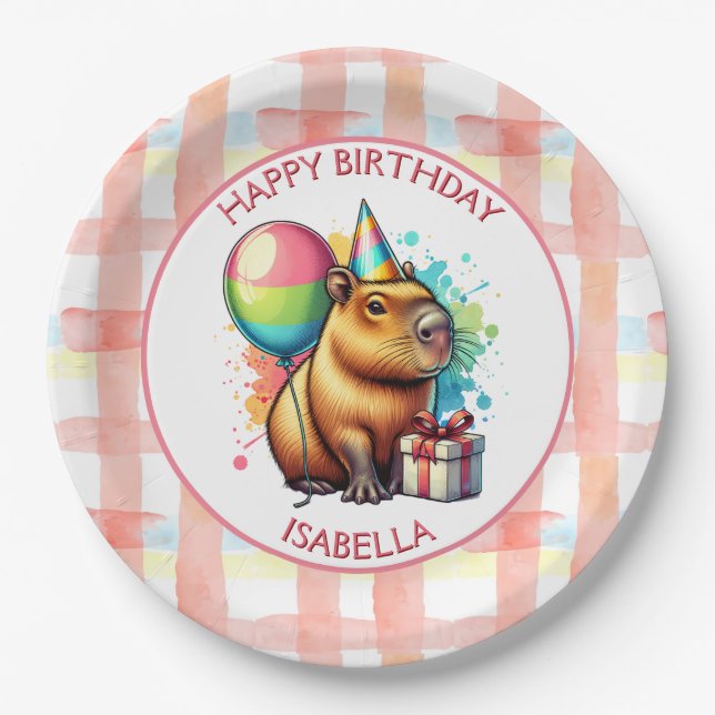 Prato De Papel Capybara themed Girl's Birthday Party (Frente)