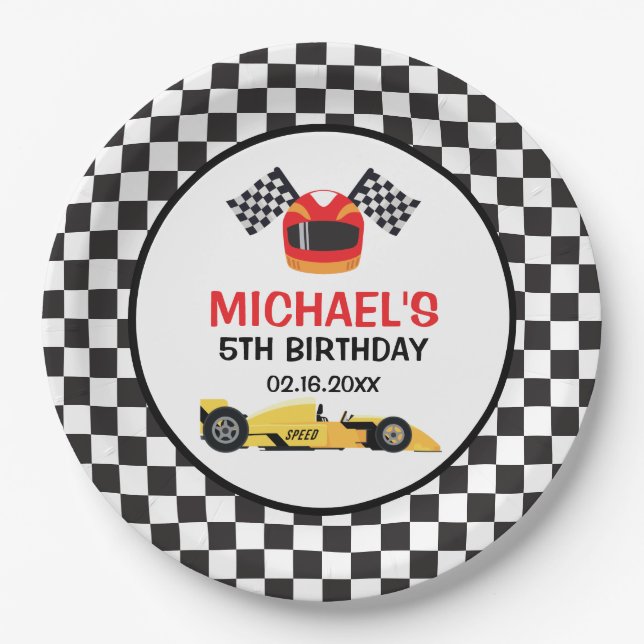 Prato De Papel Car Racing Birthday (Frente)