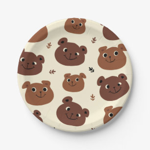 Prato De Papel Cara de urso engraçado