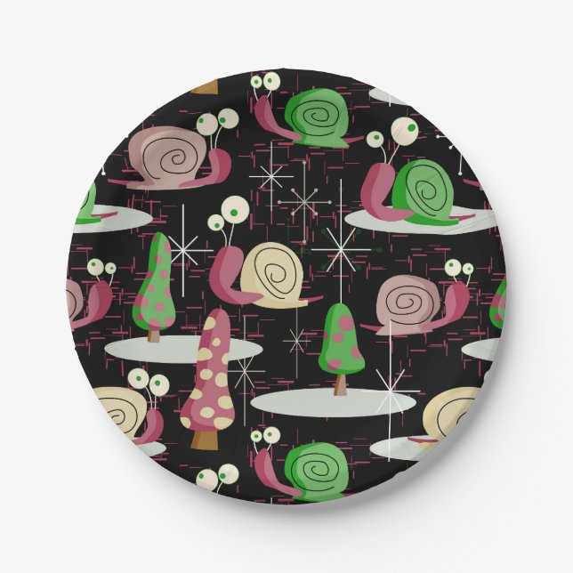 Prato De Papel Caracóis do Natal - Retro do século Médio — (Frente)