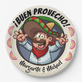 Prato De Papel Caractere Espanhol Buen Provecho - Placa de Mercad