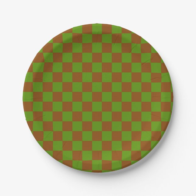 Prato De Papel Caramel apple checkered board pattern (Frente)