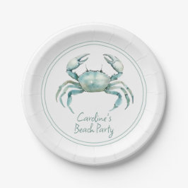 Prato De Papel Caranguejo Aquarela Costeira Personalizada