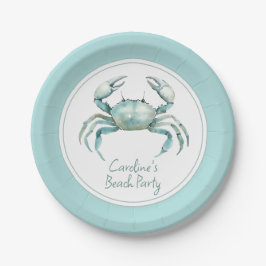 Prato De Papel Caranguejo Personalizado em Aquarela Costeira