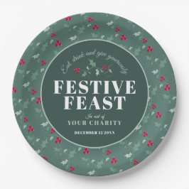 Prato De Papel Caridade Banquete verde-verde janta de Natal