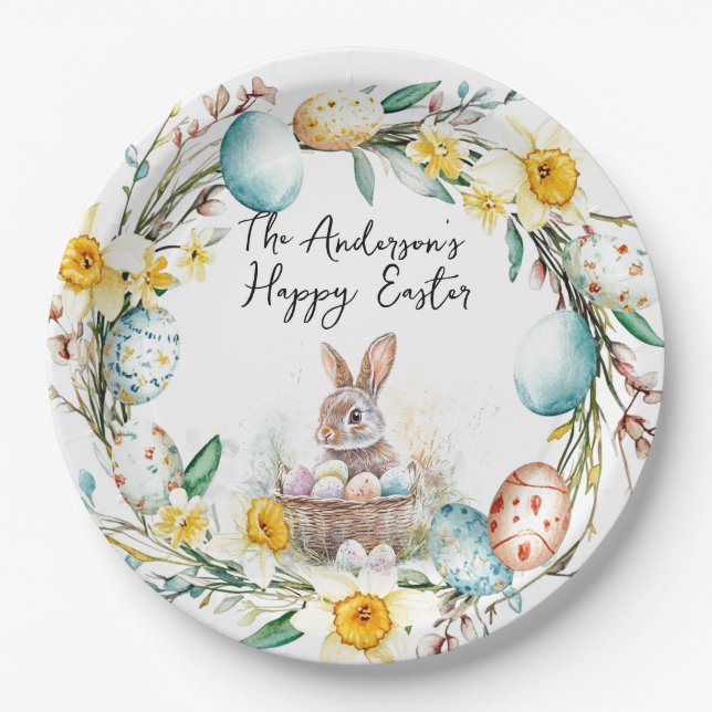Prato De Papel Carneiro com ovos Crosss I e Páscoa floral (Frente)