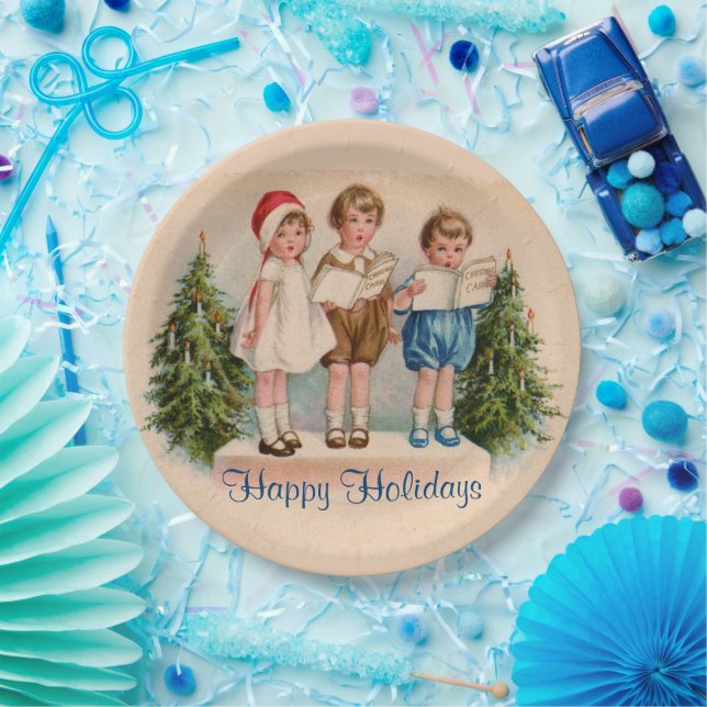 Prato De Papel Caroling Kids Holiders Paper Plates (Festa)