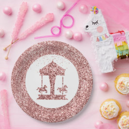 Prato De Papel Carousel Glitter Birthday