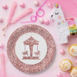 Prato De Papel Carousel Glitter Birthday