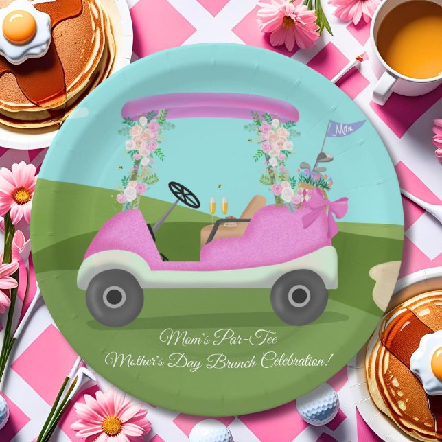 Prato De Papel Carrinho de Golfe com Mimosas Brunch do Dia das Mã (Criador carregado)