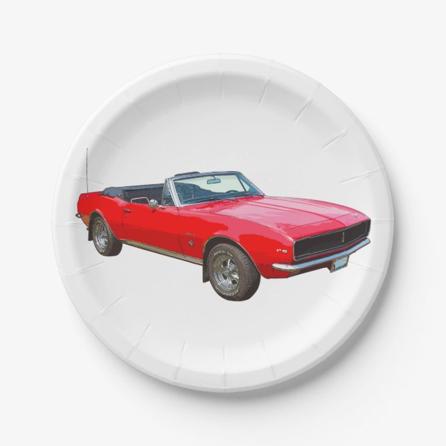 Prato De Papel Carro Muscular Camaro Vermelho Convertível 1967 (Frente)