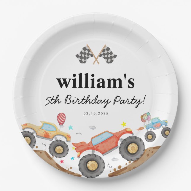 Prato De Papel Carro-Raça-Carro-Boca-Carro-Monstro Bonito Anivers (Frente)