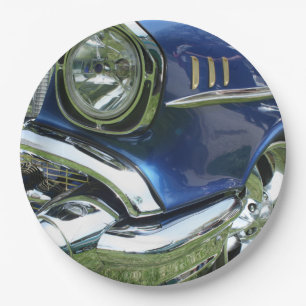 Prato De Papel Carro vintage azul Chevy 1957
