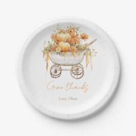 Prato De Papel Carruagem de Abóbora de Aquarela Chá de fraldas de