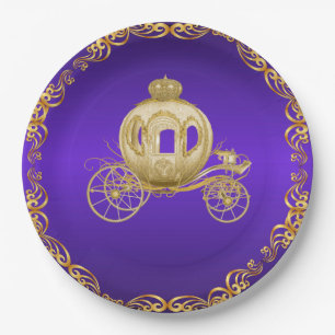 Prato De Papel Carruagem Real de Ouro Roxo