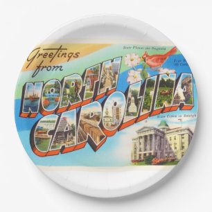 Prato De Papel Cartão das viagens vintage do estado #2 NC de