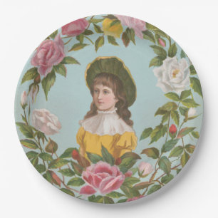 Prato De Papel Cartão de São Valentim Kitsch Vintage Alemão, 1884
