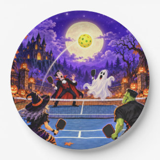Prato De Papel Cartão Engraçado de Pickleball de Halloween - O Lo