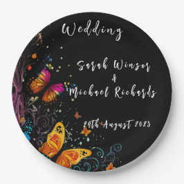 Prato De Papel Cartão-postal de borboleta branca