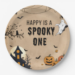 Prato De Papel Cartaz de festa de Halloween retrô – Casa Assombra