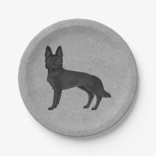 Prato De Papel Cartografia em branco German shepherd preto Cinza 