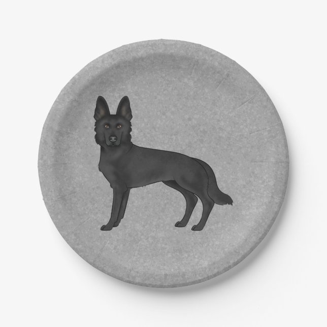 Prato De Papel Cartografia em branco German shepherd preto Cinza  (Frente)