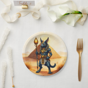 Prato De Papel Cartoon Anubis - Deus Egípcio do Pós-Vida