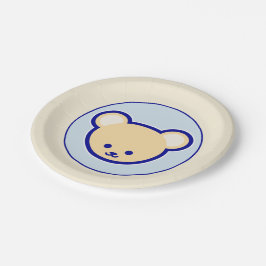 Prato De Papel Cartoon Blue Beige Teddy Bear Cute Engraçado