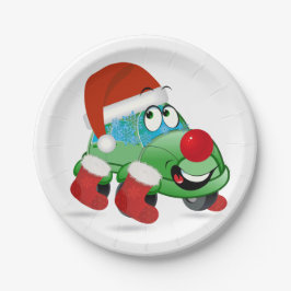 Prato De Papel Cartoon de Carro de Natal