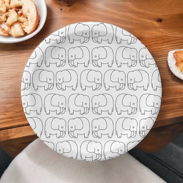 Prato De Papel Cartoon de Elefante (baby elephant theme,birthday,wedding,baby shower,special occasion event paper plate party supplies)
