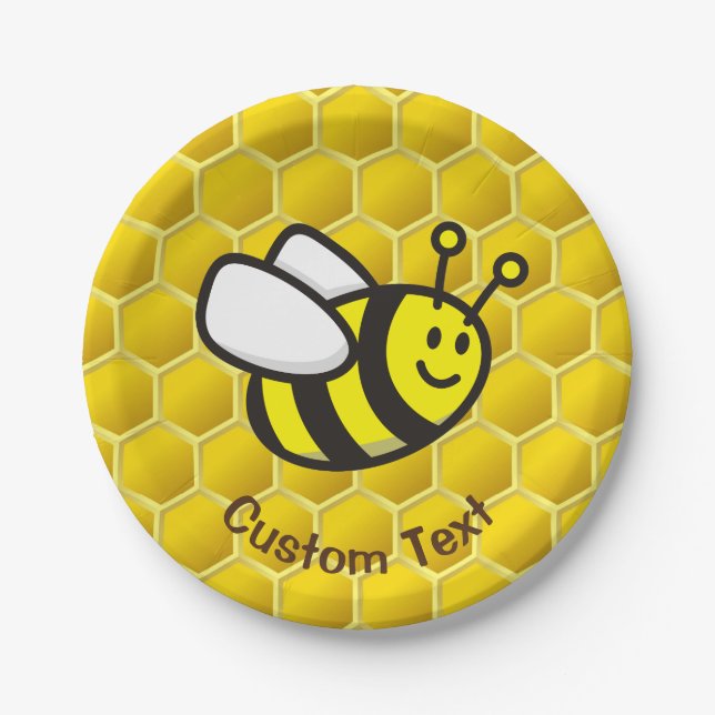 Prato De Papel Cartoon de Honeybee (Frente)