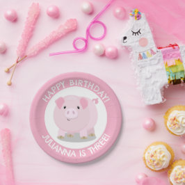 Prato De Papel Cartoon de porco bonitão personalizado