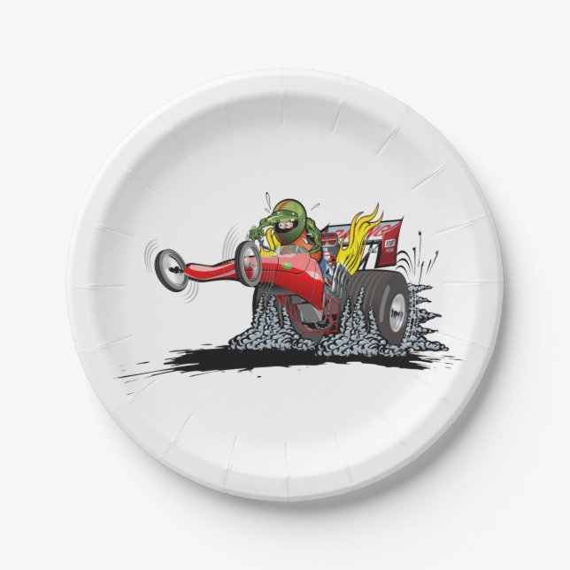 Prato De Papel Cartoon dragster (Frente)