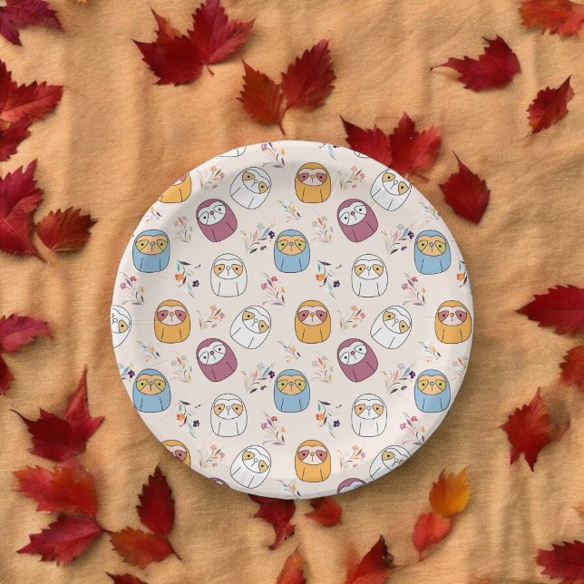 Prato De Papel Cartoon Multcolor Preguiça Sonolenta (sloth mammal cartoon,birthday,wedding,baby shower,special occasion event paper plate party supplies)