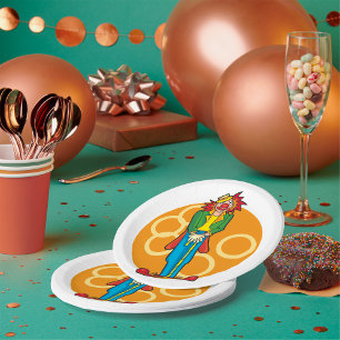 Prato De Papel Cartoon Whimsical Palhaço com Cores Brilhantes