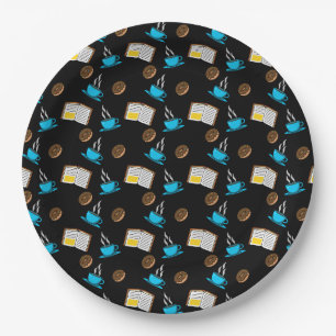 Prato De Papel Cartum de Rosquinha e café