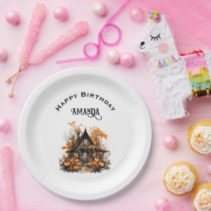 Prato De Papel Casa assombrada com Pumpkins Halloween Aniversário