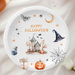 Prato De Papel Casa Assombrada Feliz Halloween