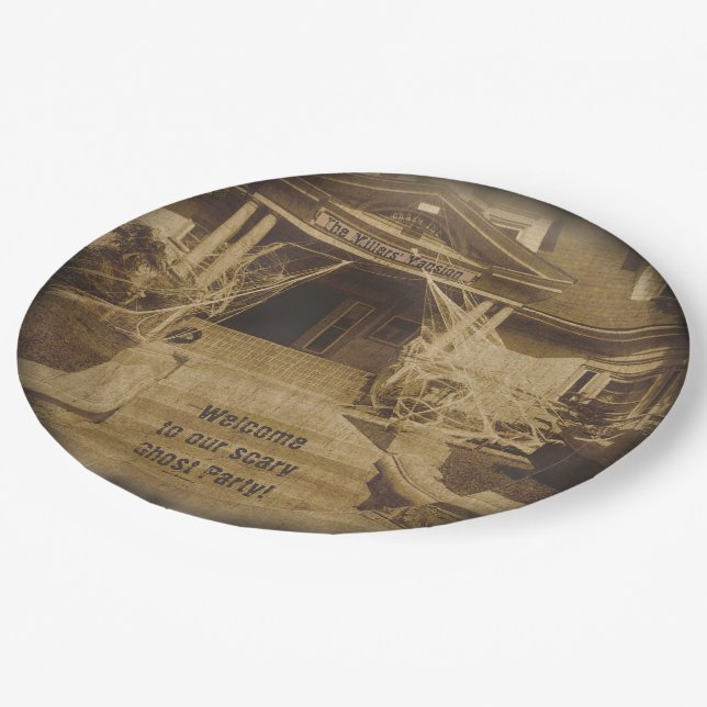 Prato De Papel Casa assombrada (personalizável) (Inclinado)