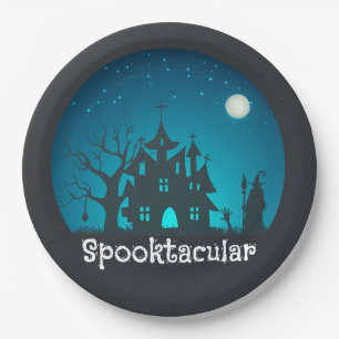 Prato De Papel Casa Azul e Negra Assaltada Spooktacular