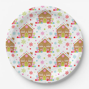 Prato De Papel Casa de Biscoito de Gengibre – Design Natalino Cap