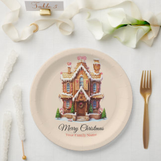 Prato De Papel Casa de pão de Natal